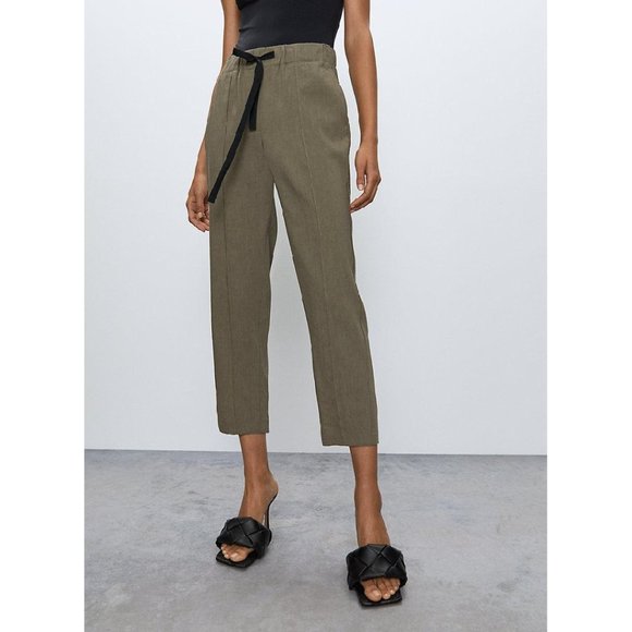 Aritzia Pants - Aritzia Babaton Day Linen Seamed Pants in Olive Green Size M Cropped Straight